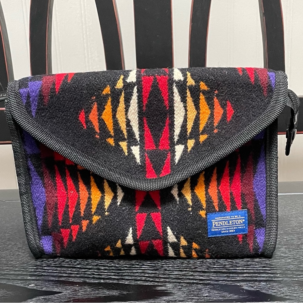 Pendleton Black and Red Geometric Clutch